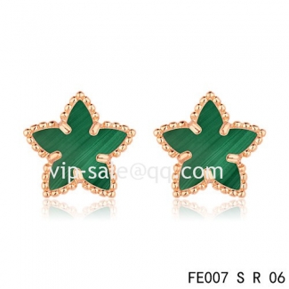 Cheap Van Cleef & Arpels Sweet Alhambra Star Earrings Pink Gold,Malachite